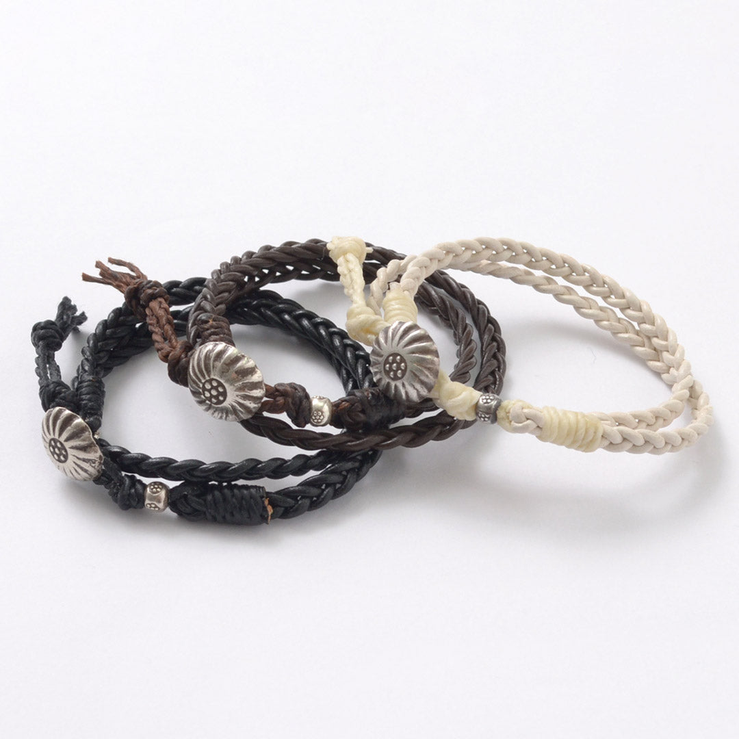 Phadua / Braided 1.5mm 가죽 2 랩 브레이슬릿