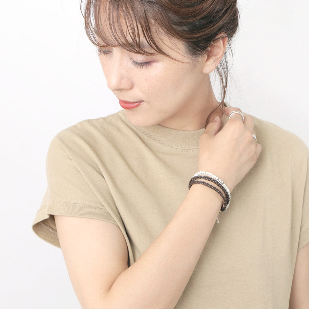 Phadua / Braided 1.5mm 가죽 2 랩 브레이슬릿
