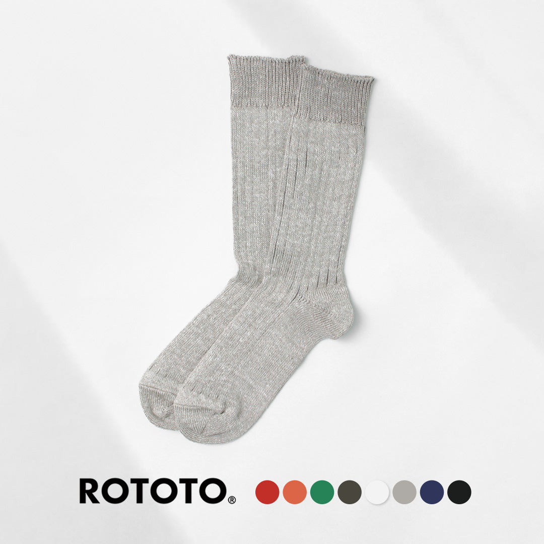 ROTOTO/R1461 Calcetines Canalé Algodón Lino