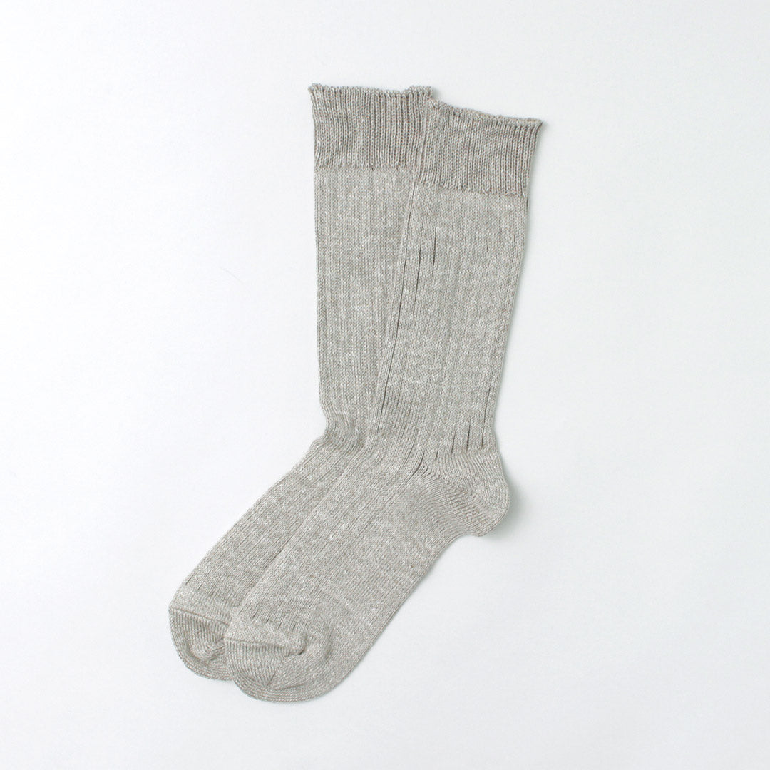 ROTOTO/R1461 Calcetines Canalé Algodón Lino