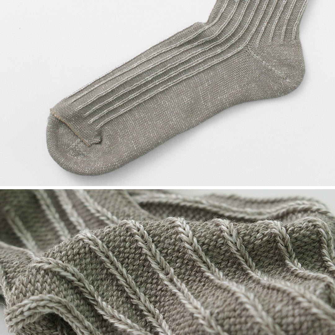 ROTOTO/R1461 Calcetines Canalé Algodón Lino