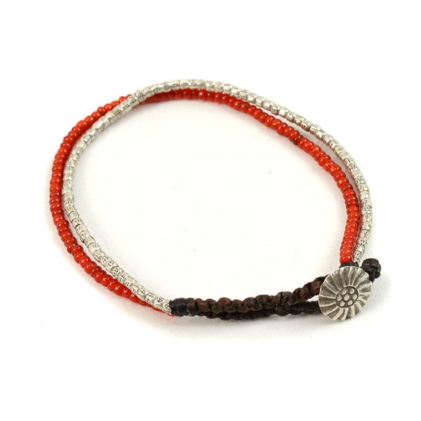 PHADUA / Karen Silver Beads White Heart Double Cord Bracelet