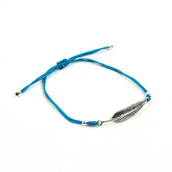 CHALISA T.. / Silver feather knotted cord bracelet