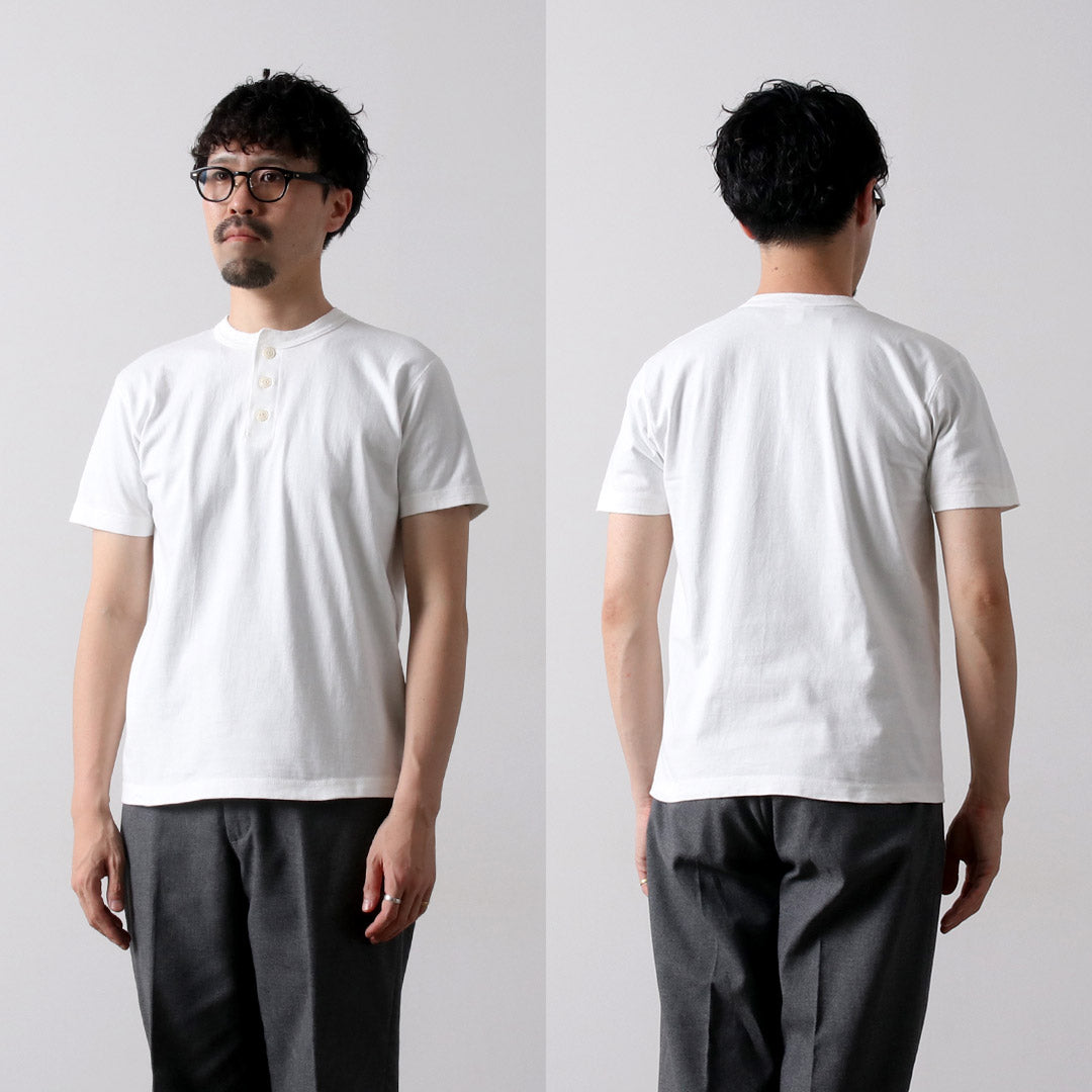BARNS / COZUN Camiseta de manga corta con cuello Henry de punto