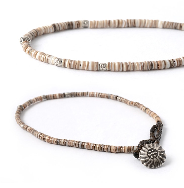Phadua / Brown Shell Beads Cordon de cordon de cire