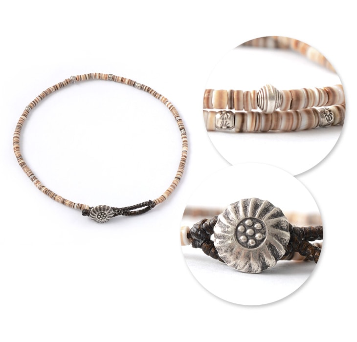 Phadua / Brown Shell Beads Cordon de cordon de cire