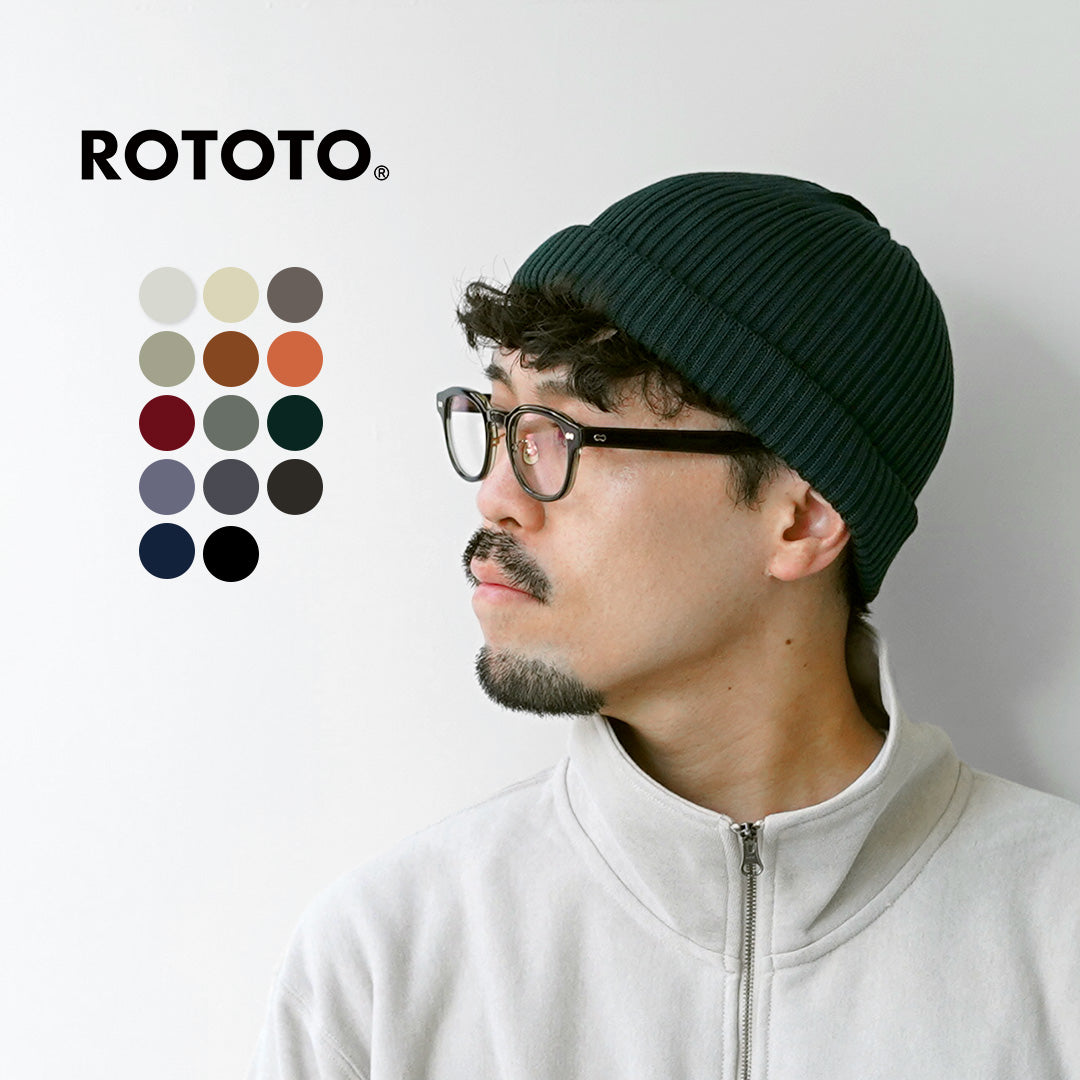 ROTOTO / 棉质卷起毛线帽