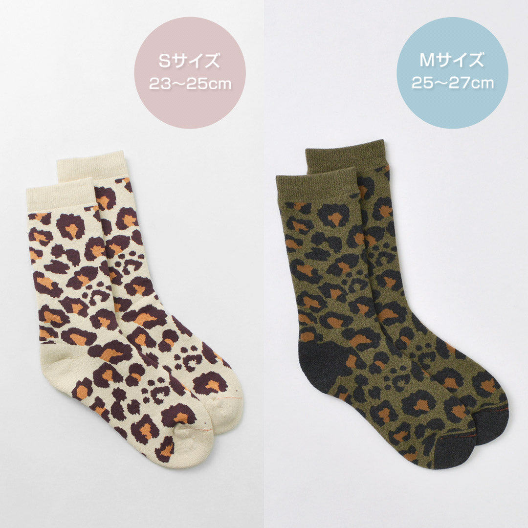 ROTOTO / R1340 파일 레오파드 크루 양말