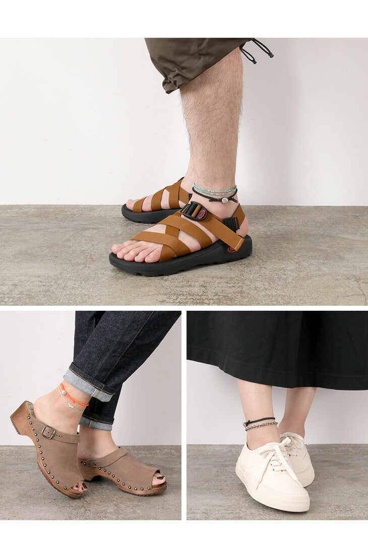 PHADUA / Wax Cord Concho Anklet Fishbone Braid