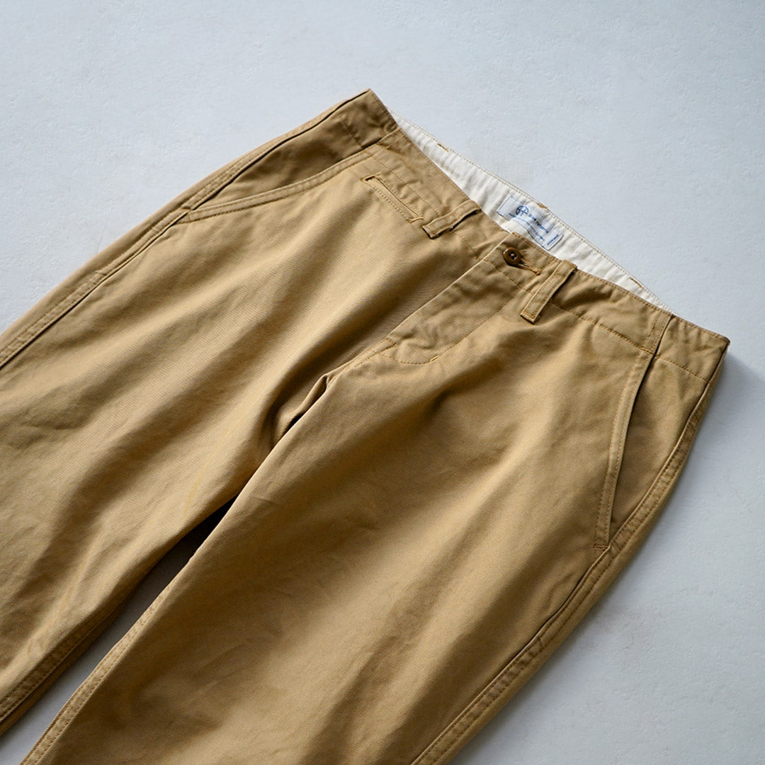 JAPON BLEU JEANS / RJB1610 40/3 Pantalon chino vintage large et effilé en sergé à nombre élevé