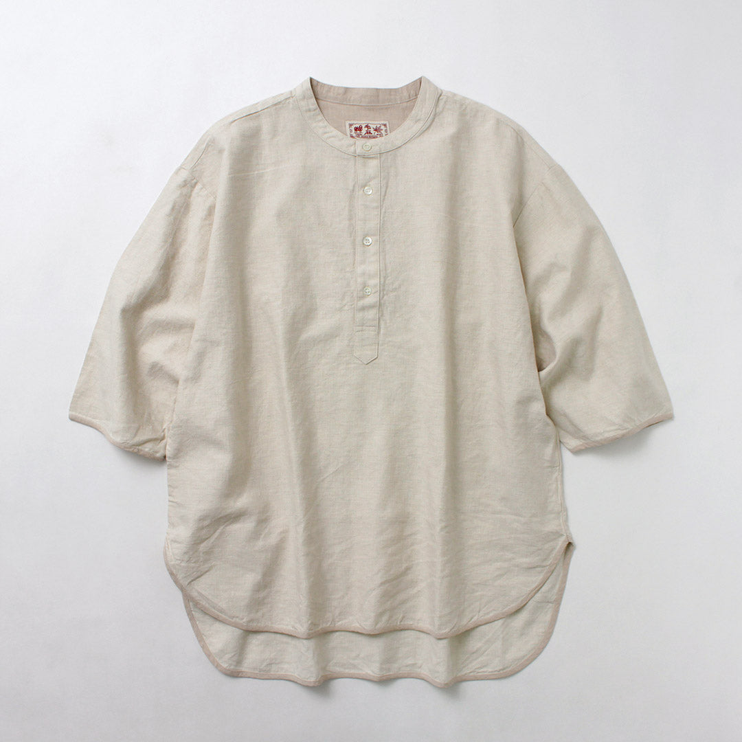 KEMA DESIGNS / Linen Cotton Cloth Henry Neck T-Shirt