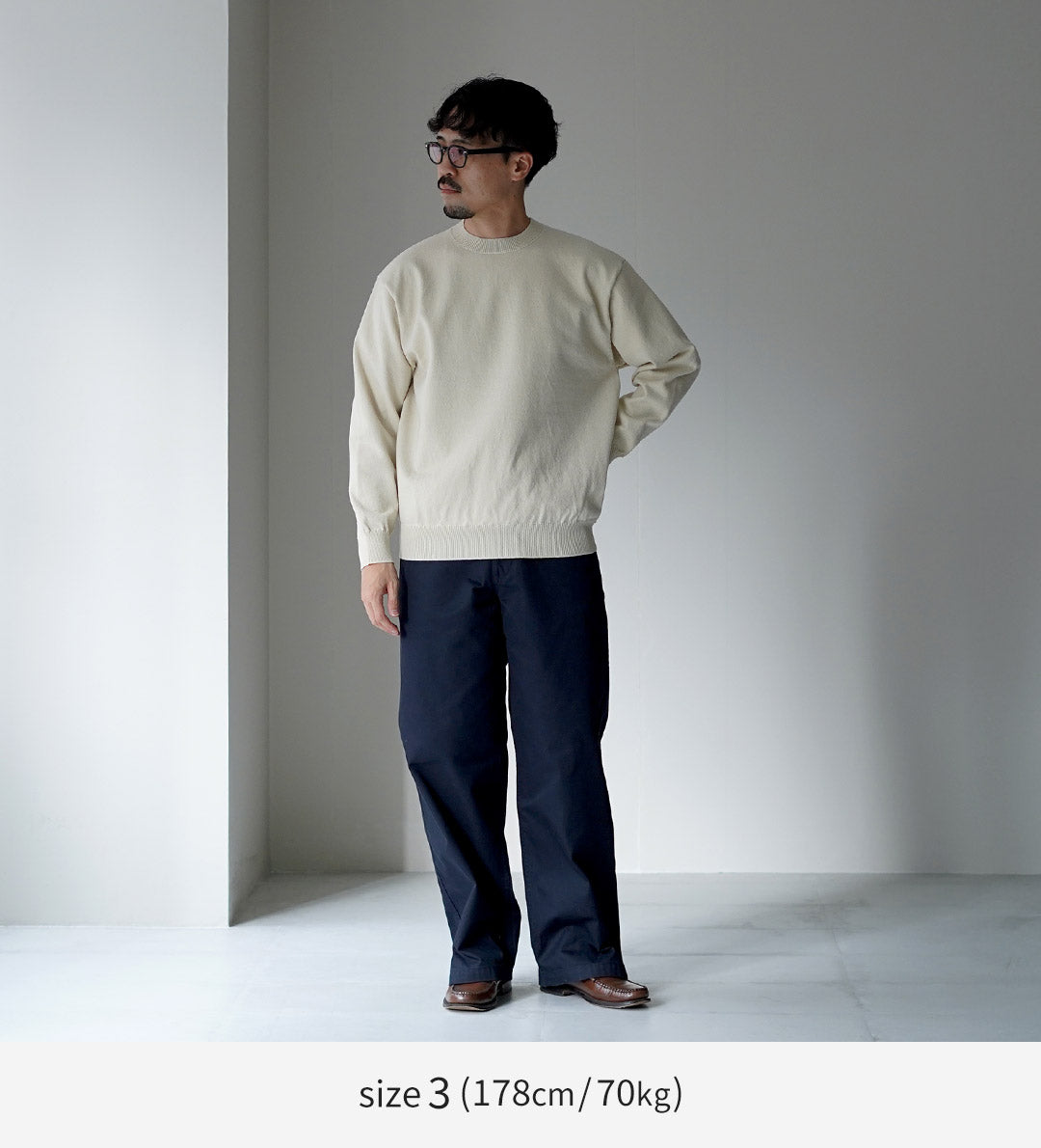 YONETOMI NEW BASIC / 硬質羊絨針織套頭衫