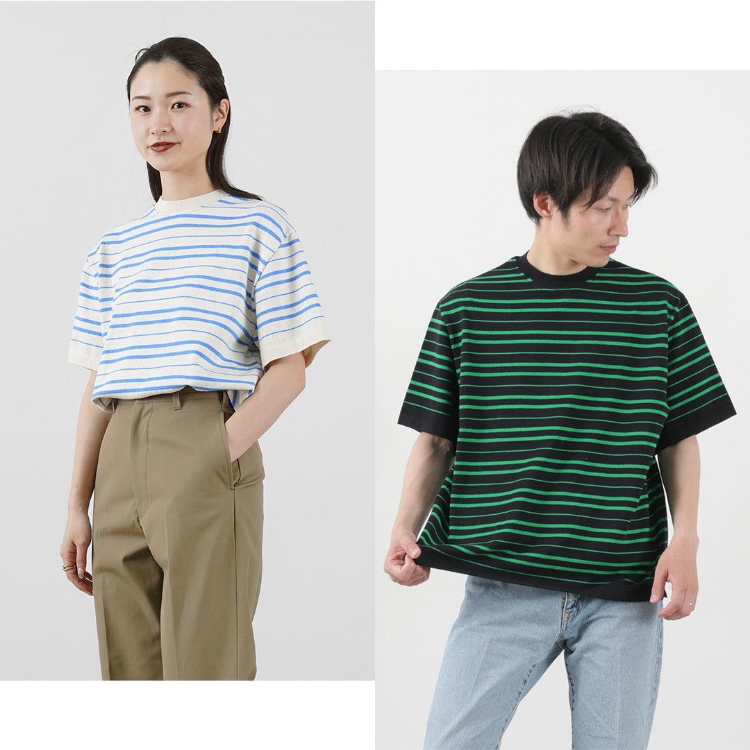 YONETOMI NEW BASIC / Light Wave Cotton Knitted Pullover T-shirt