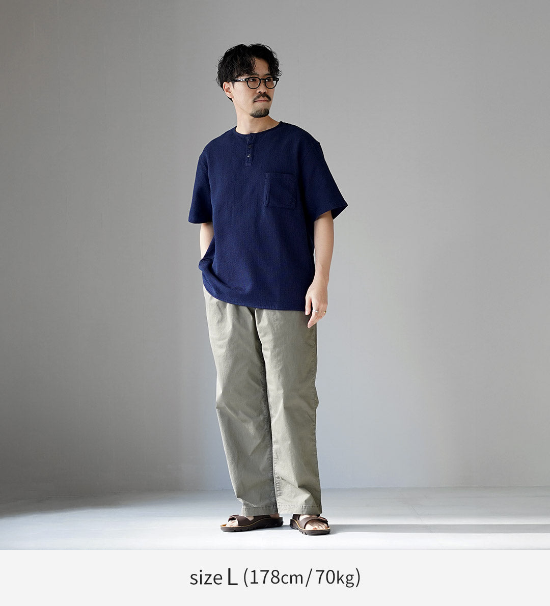 FOB FACTORY / F3493 靛藍華夫格 T 卹