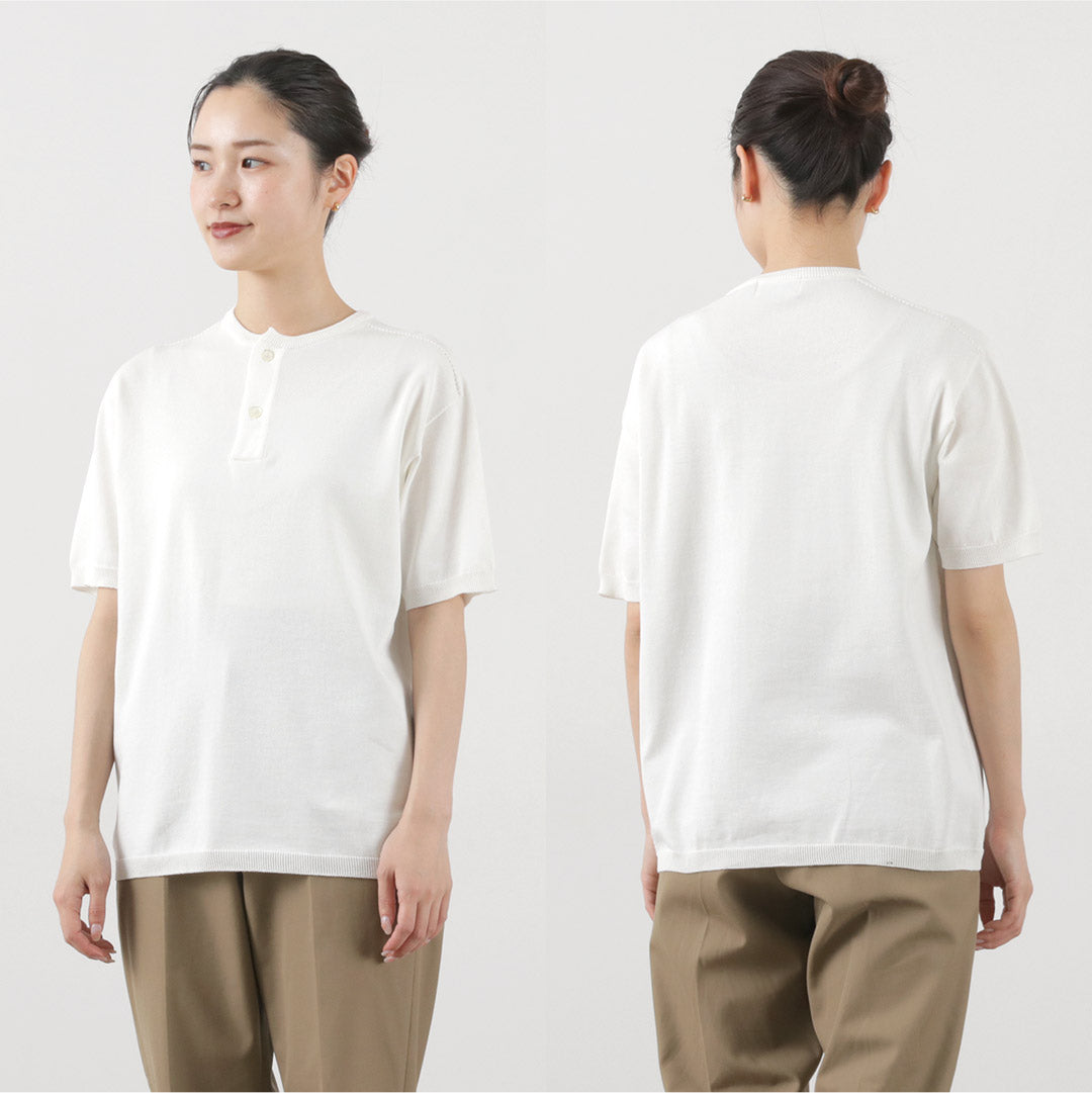 Soglia / algodón ajustado sin costuras Henry Henry Knit Tee