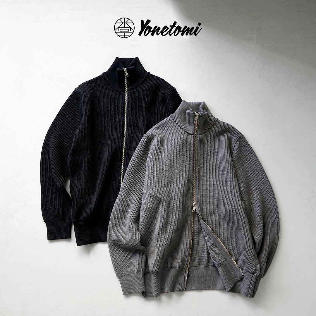 YONETOMI NEW BASIC / 엑스트라 파인 울 리브 니트 블루종
