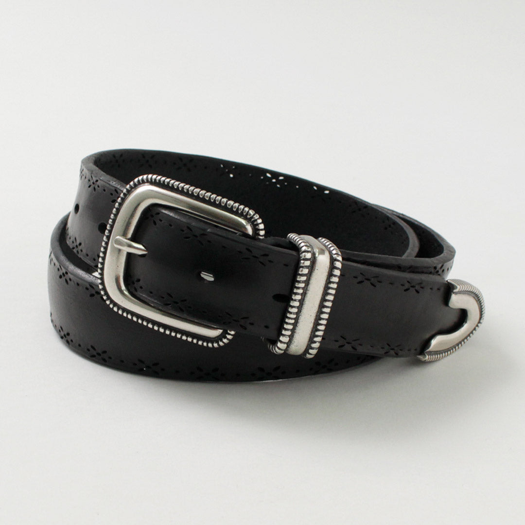 ORCIANI / Bull 金屬尖頭軟質打孔皮革腰帶