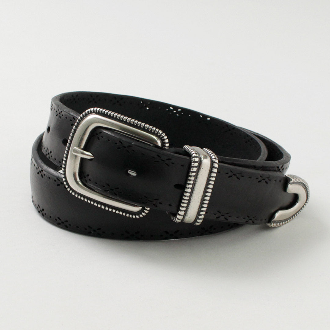 ORCIANI / Bull 金屬尖頭軟質打孔皮革腰帶