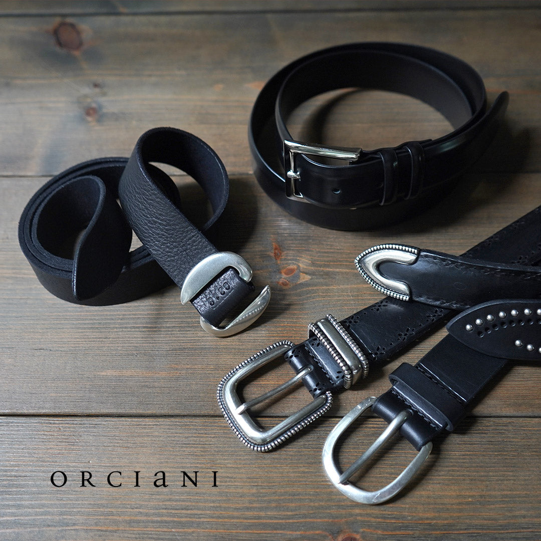 ORCIANI / Bull 金屬尖頭軟質打孔皮革腰帶