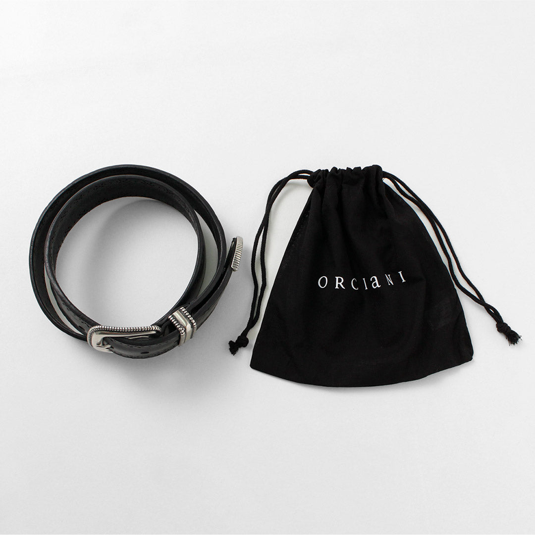 ORCIANI / Bull 金屬尖頭軟質打孔皮革腰帶