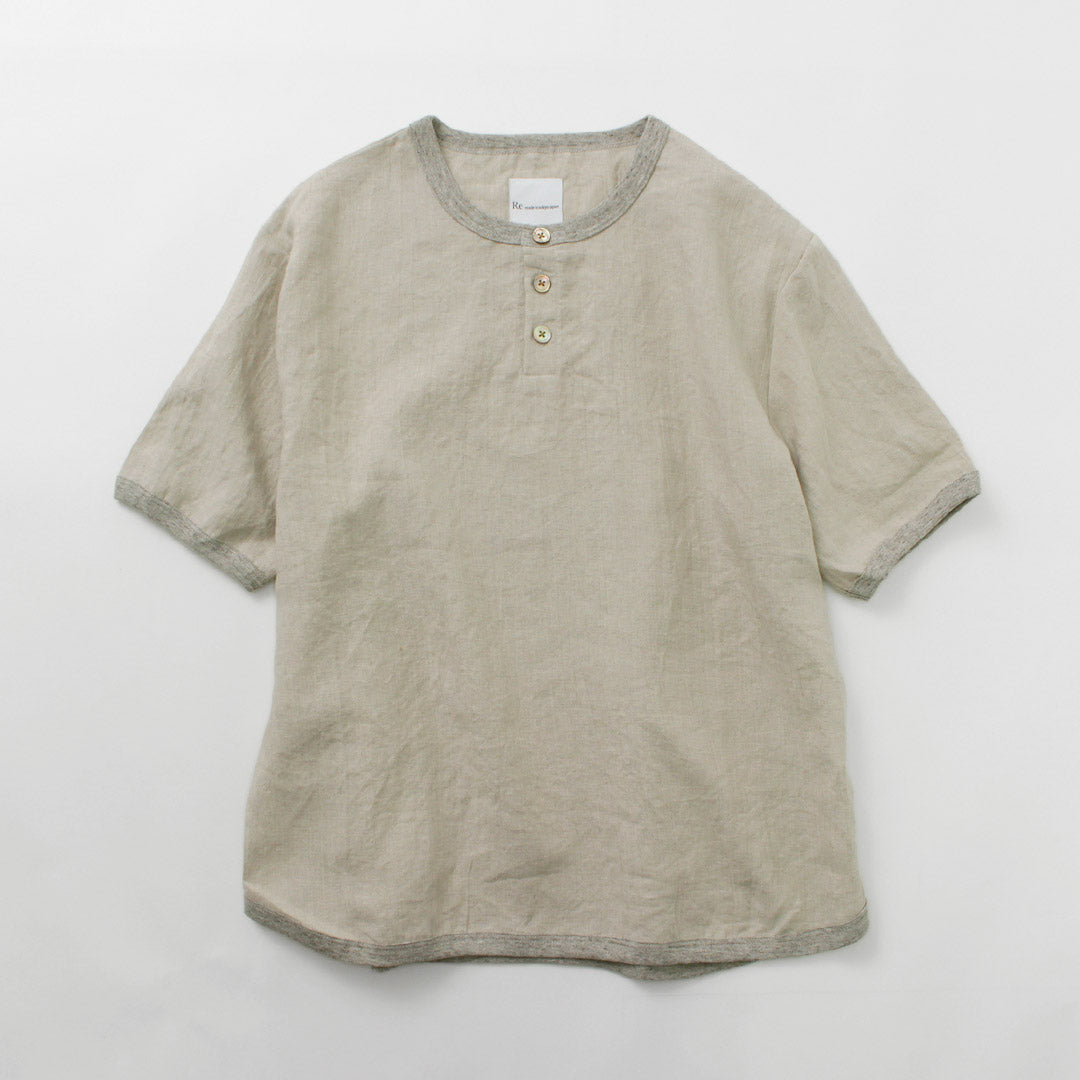 RE MADE IN TOKYO JAPAN / T-shirt à col Henley en lin français