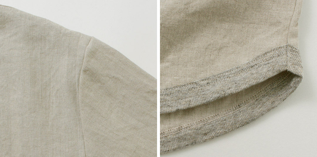 RE MADE IN TOKYO JAPAN / T-shirt à col Henley en lin français