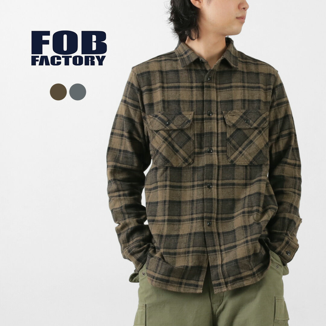 FOB FACTORY / F3497 Camisa de trabajo de franela a cuadros