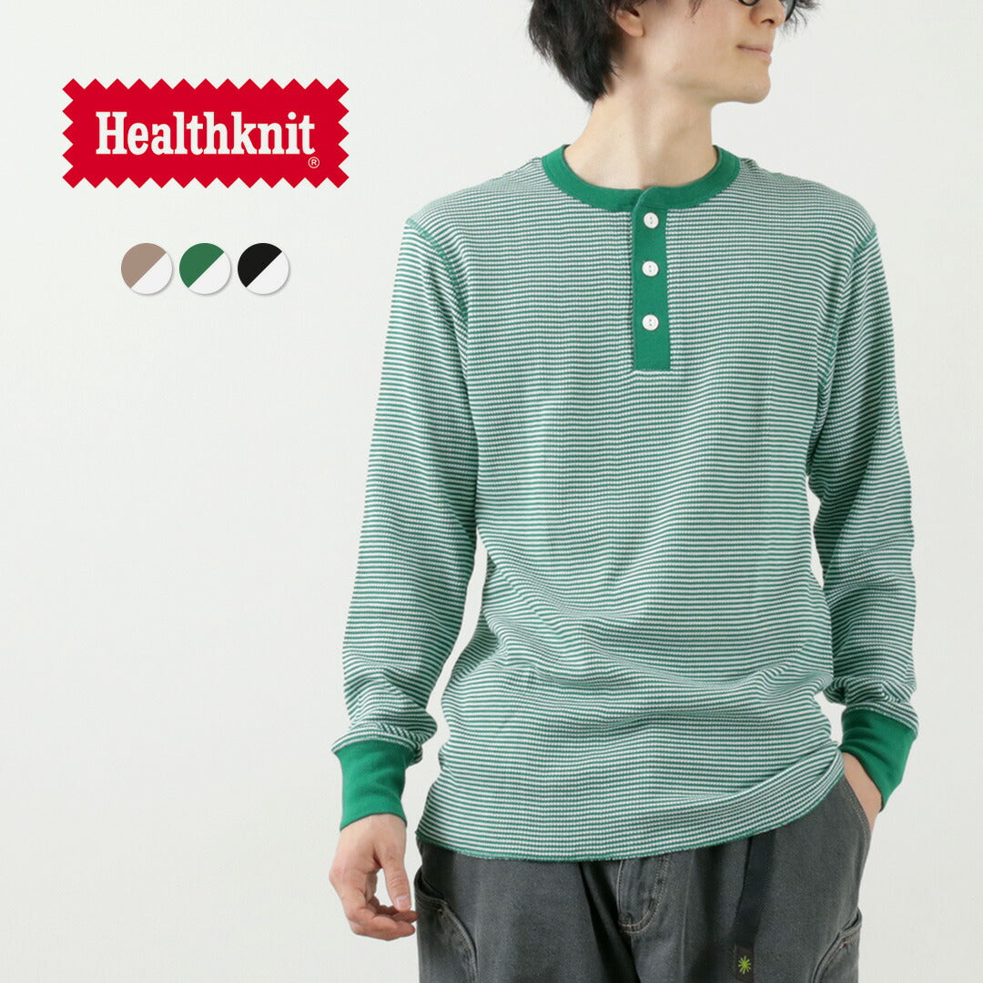 Health Knit / Basic Waffle Henley Neck長袖