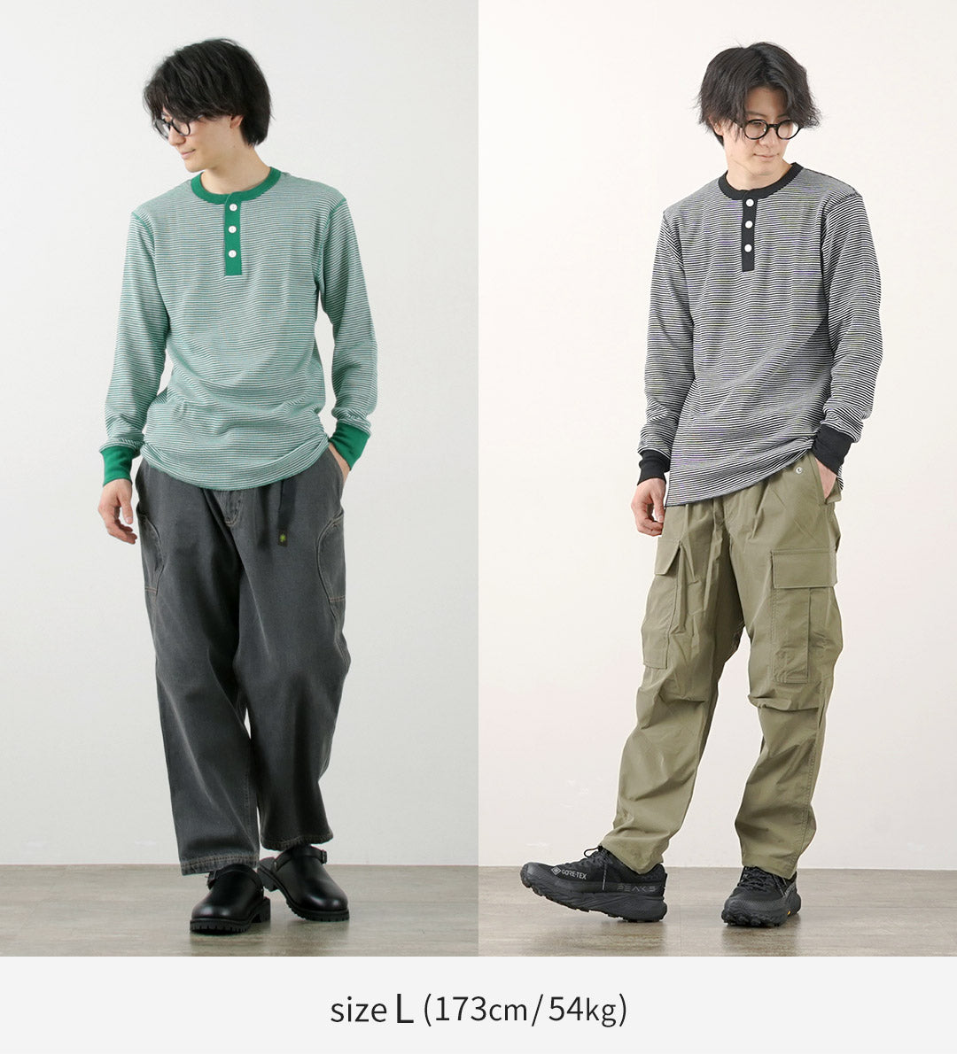 Health Knit / Basic Waffle Henley Neck長袖