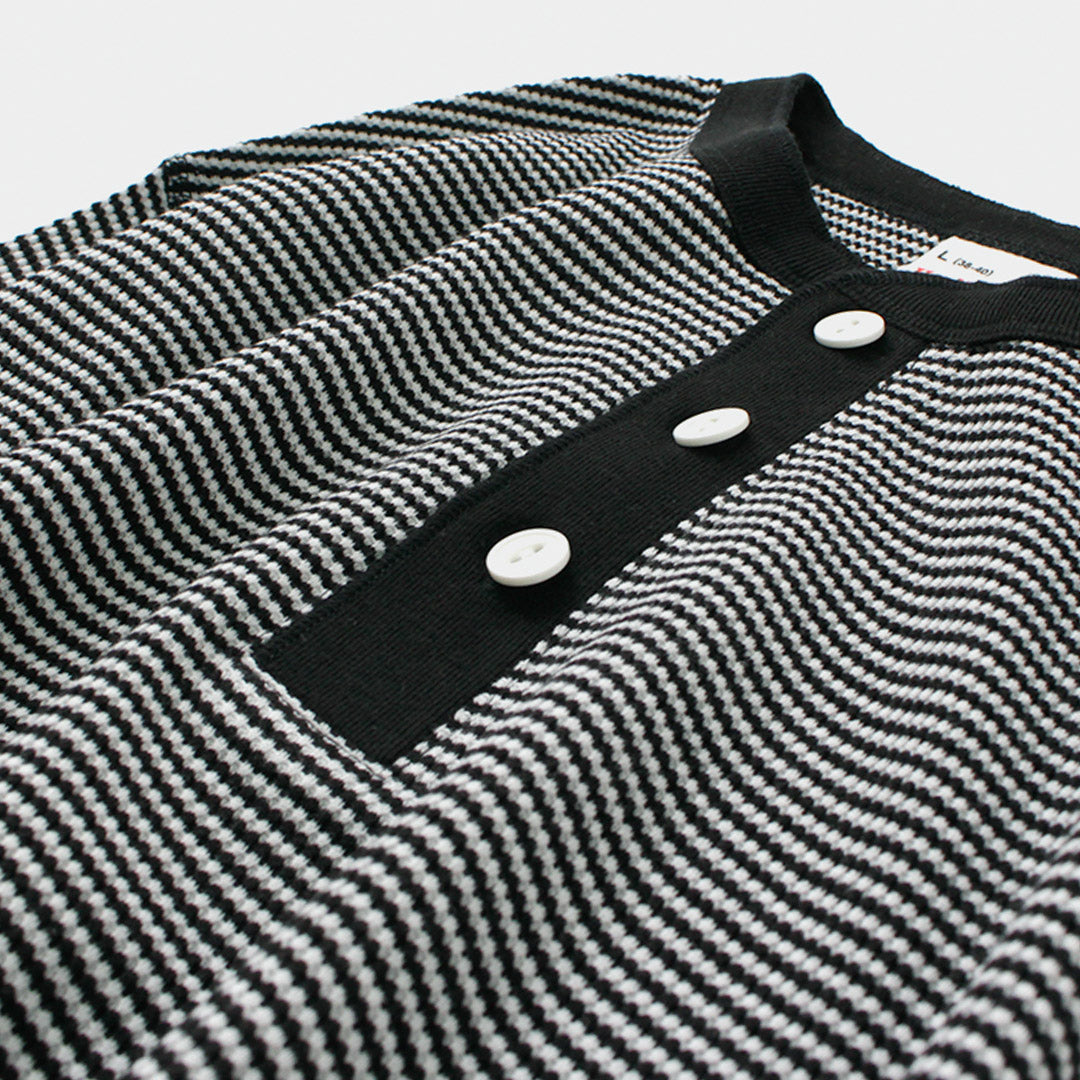 Health Knit / Basic Waffle Henley Neck長袖