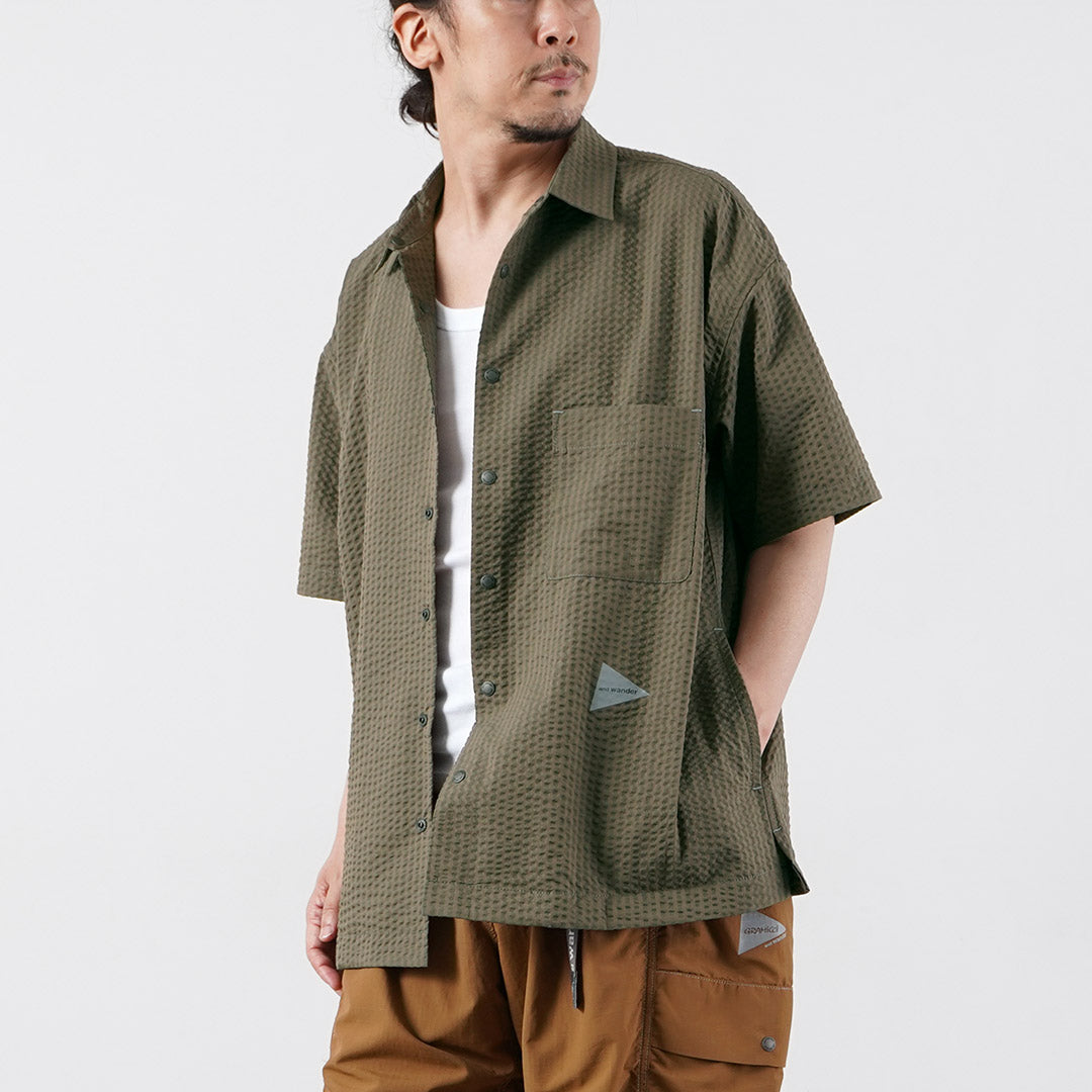 Y vagabundo / seca suave seersucker camisa de manga corta