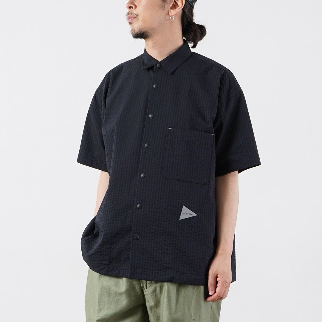 Y vagabundo / seca suave seersucker camisa de manga corta
