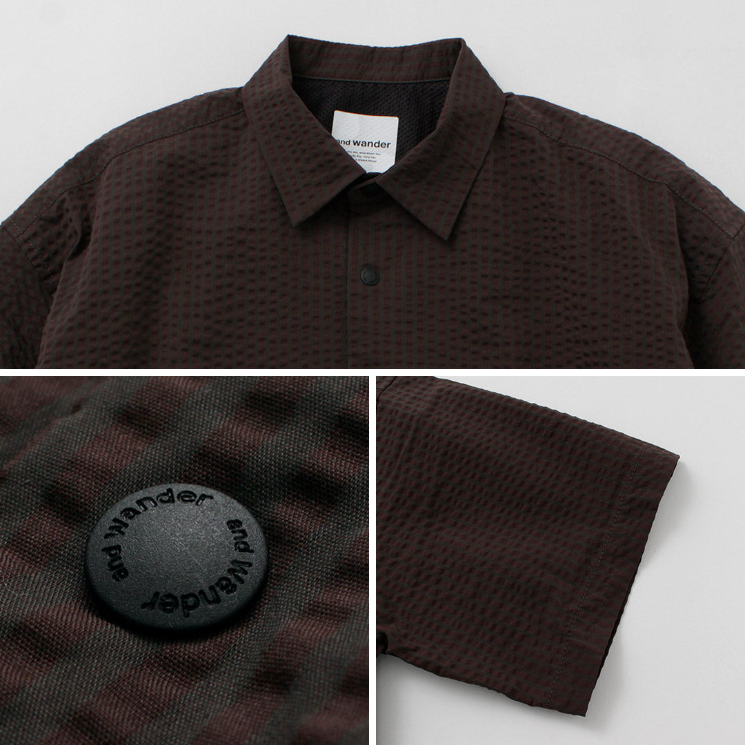 Y vagabundo / seca suave seersucker camisa de manga corta
