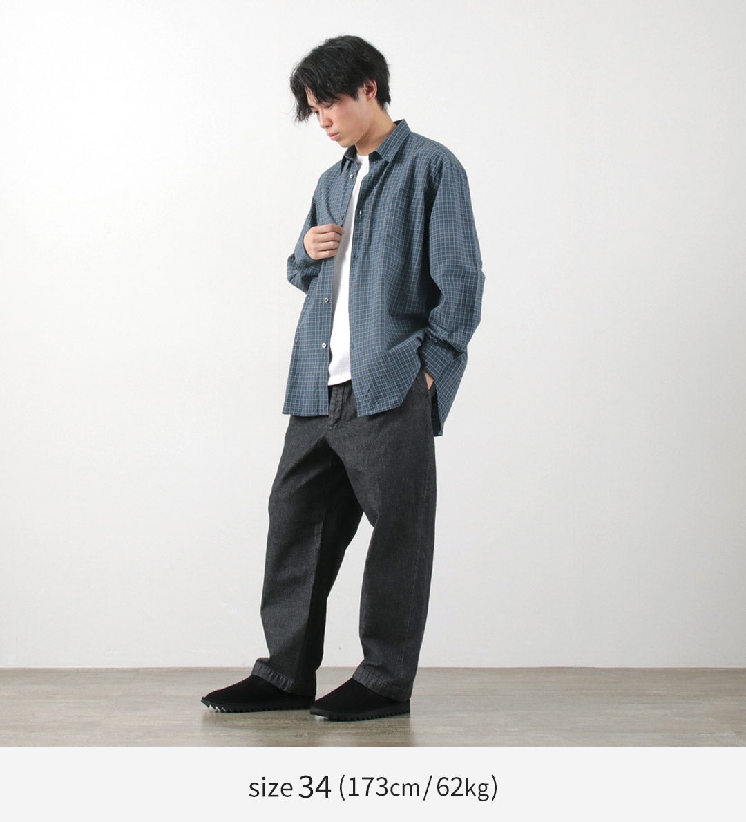 FUJITO / 2 条褶长裤 浅盎司牛仔布