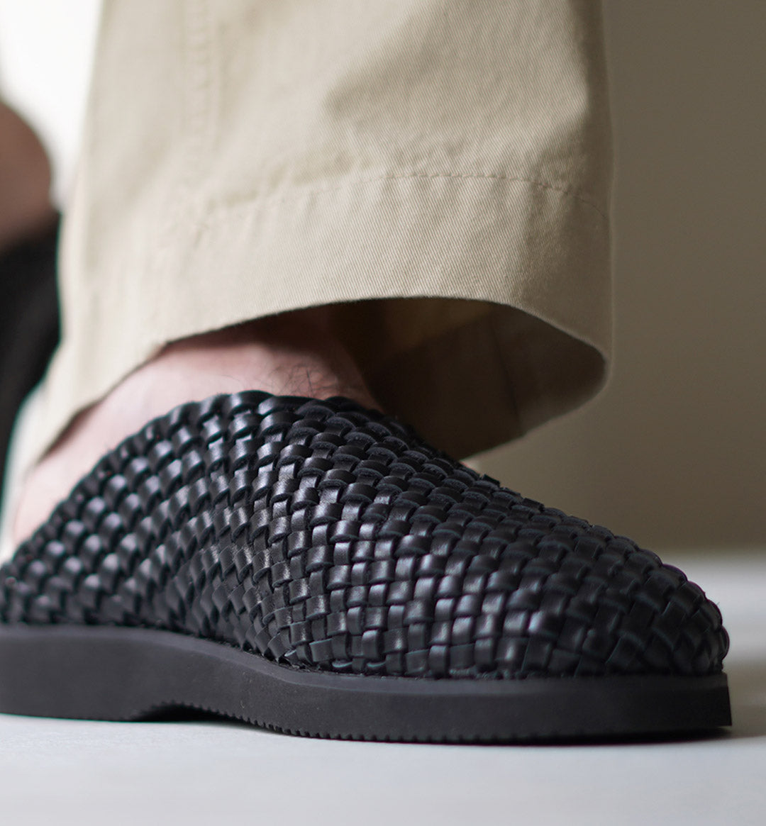MOLLE SHOES / Woven Leather Clog Sandals