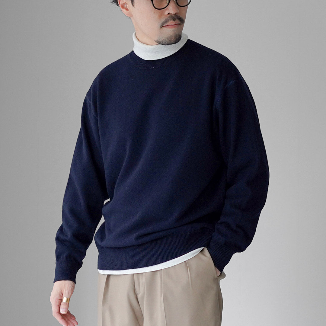 YONETOMI NEW BASIC / Jersey rígido de punto de cachemira teñido en prenda