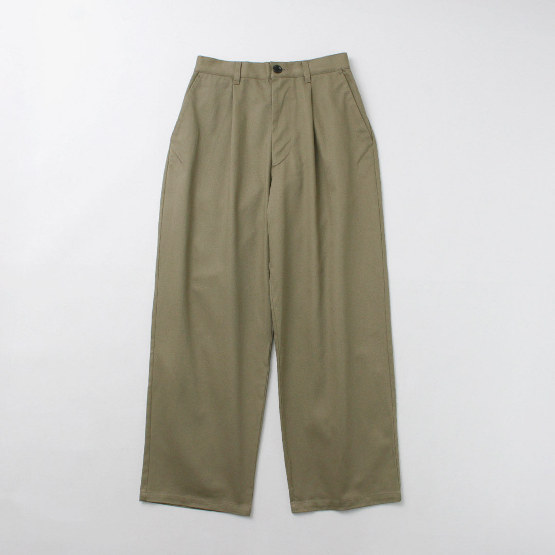 RE MADE IN TOKYO JAPAN / Cotton Hard Twill Tucked Wide Pants
