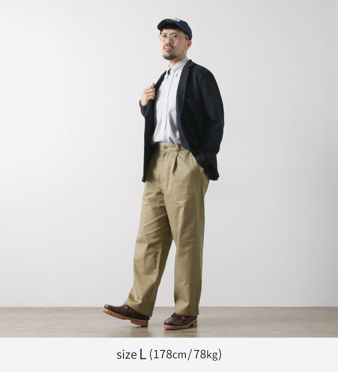 RE MADE IN TOKYO JAPAN / Cotton Hard Twill Tucked Wide Pants