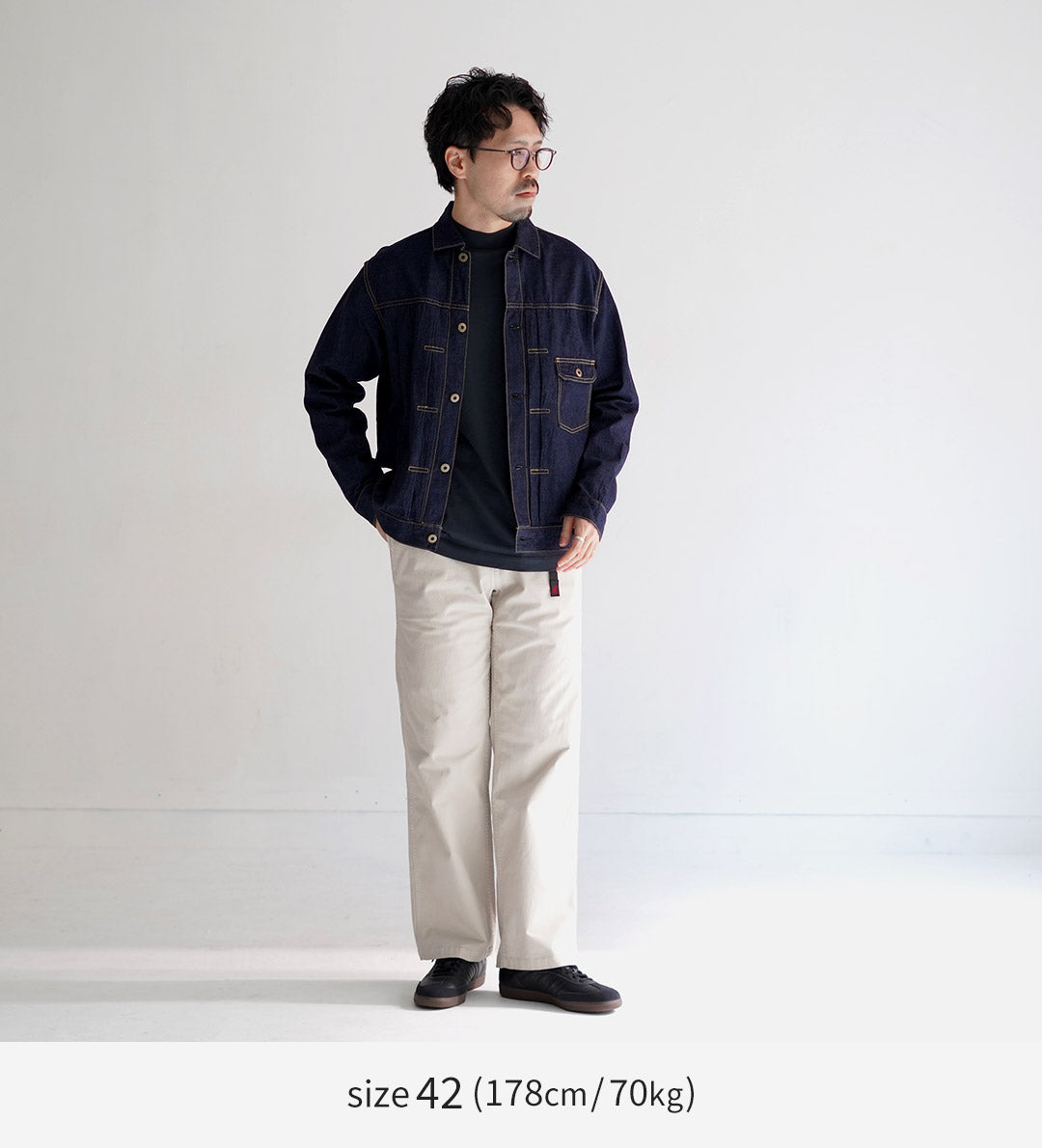 日本蓝色牛仔裤 / 轻质镶边 8 盎司 1 种牛仔夹克