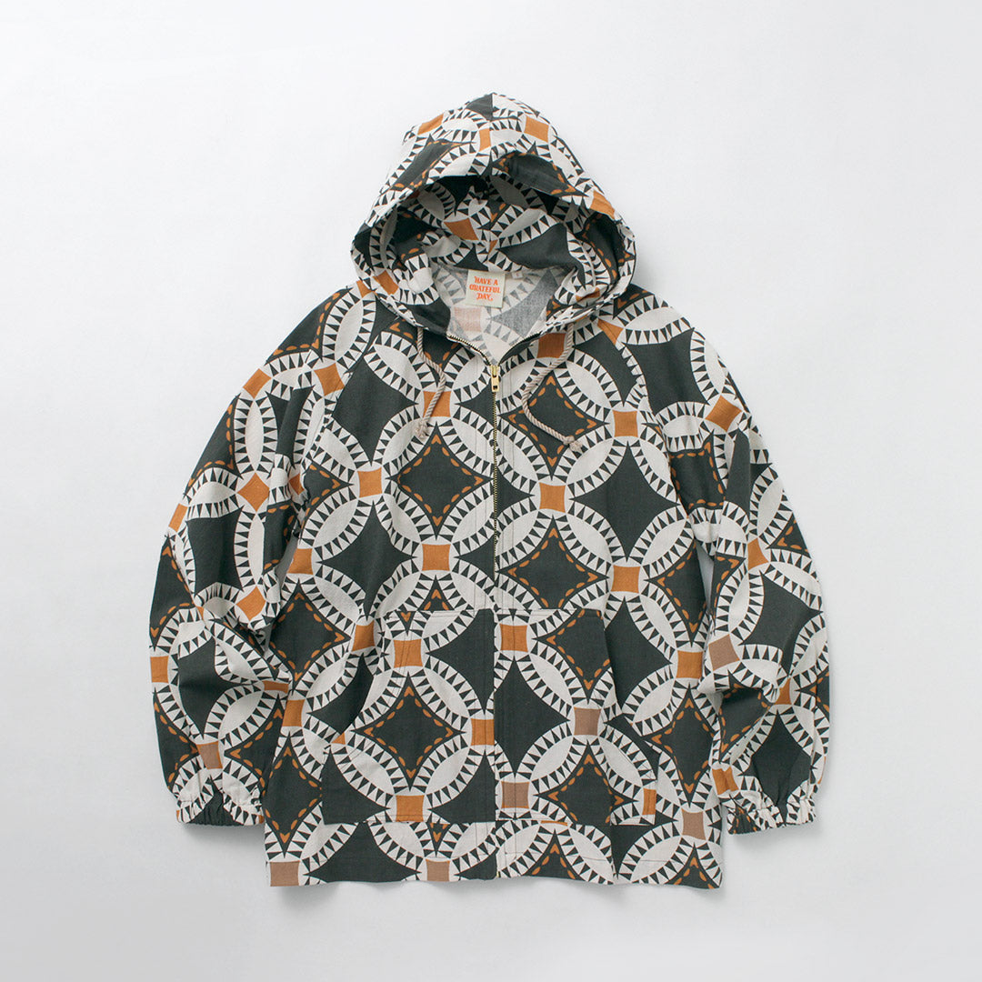 PASSEZ UNE JOURNÉE RECONNAISSANTE / Sweat à capuche de plage imprimé quilt vintage