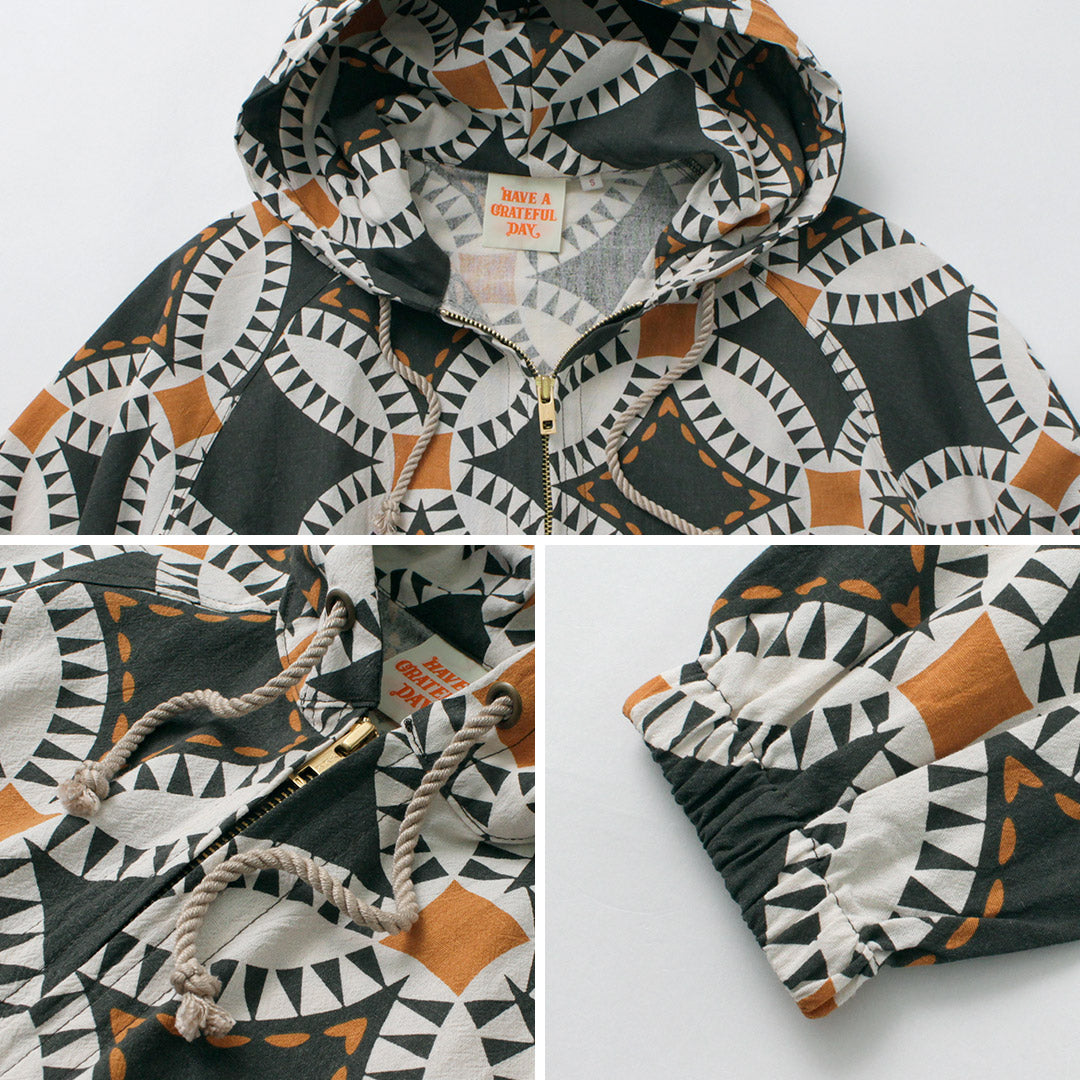 PASSEZ UNE JOURNÉE RECONNAISSANTE / Sweat à capuche de plage imprimé quilt vintage