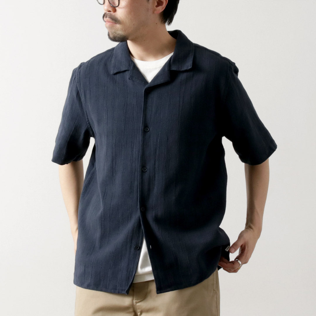 WAX LONDON / Didcot Short Sleeve Shirt Open Wave Grid