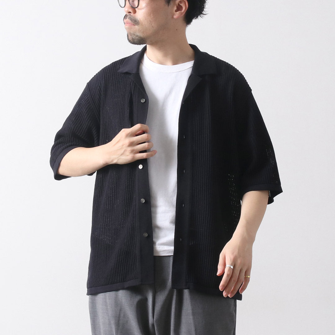 YONETOMI NEW BASIC / 棉質 SUKASHI 針織襯衫