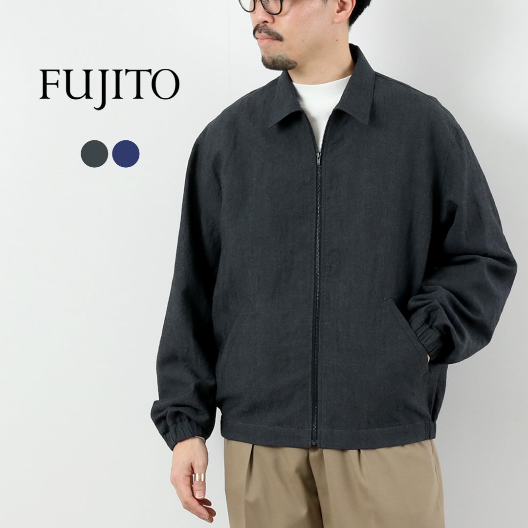 FUJITO / 亚麻羊毛热带拉链夹克衫