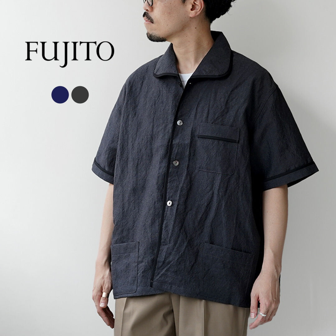 FUJITO / Chemise de pyjama tropicale en laine et lin