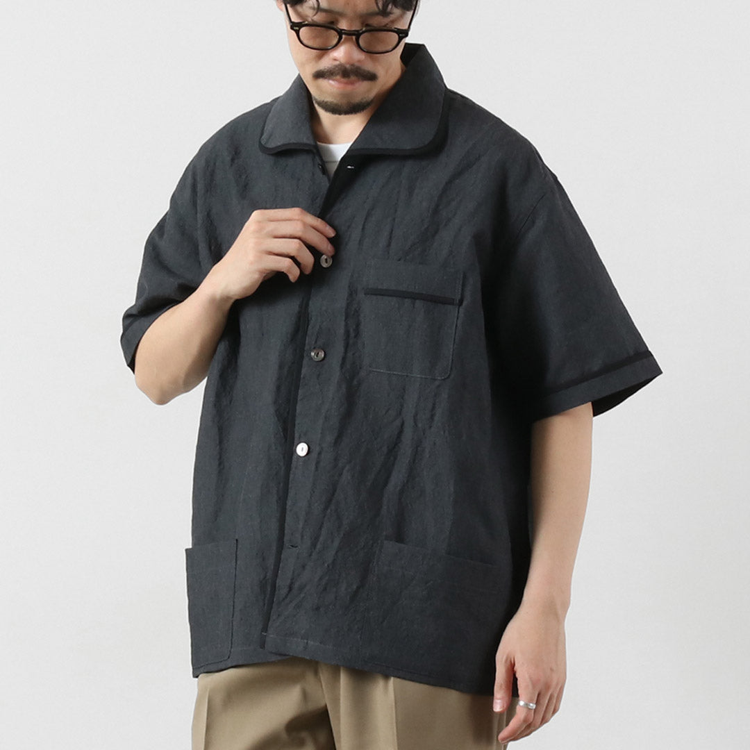 FUJITO / Chemise de pyjama tropicale en laine et lin
