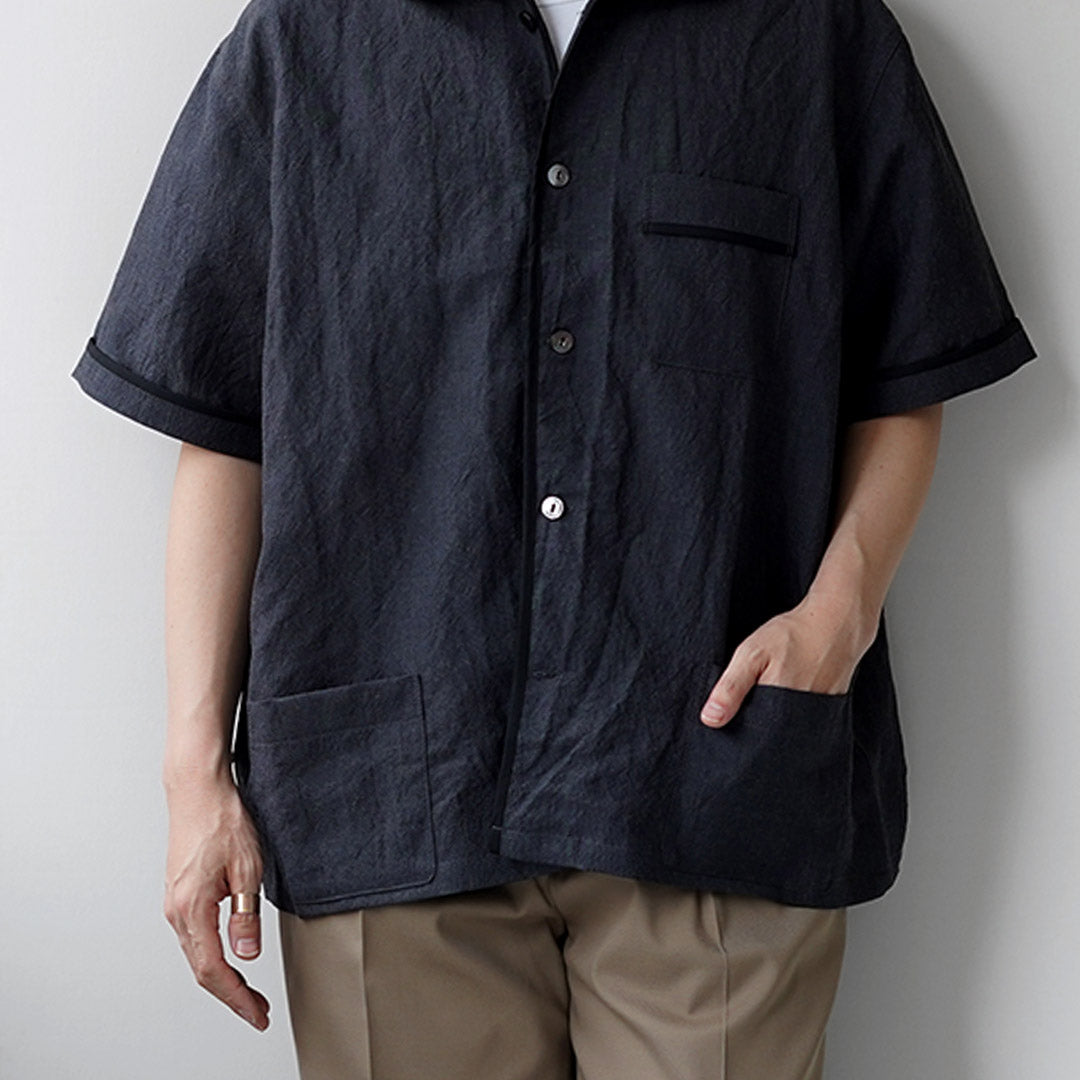 FUJITO / Chemise de pyjama tropicale en laine et lin
