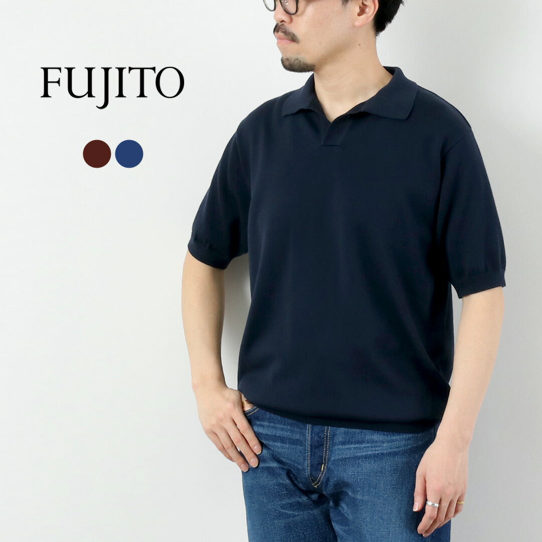 FUJITO / 코튼 실크 스키퍼 폴로