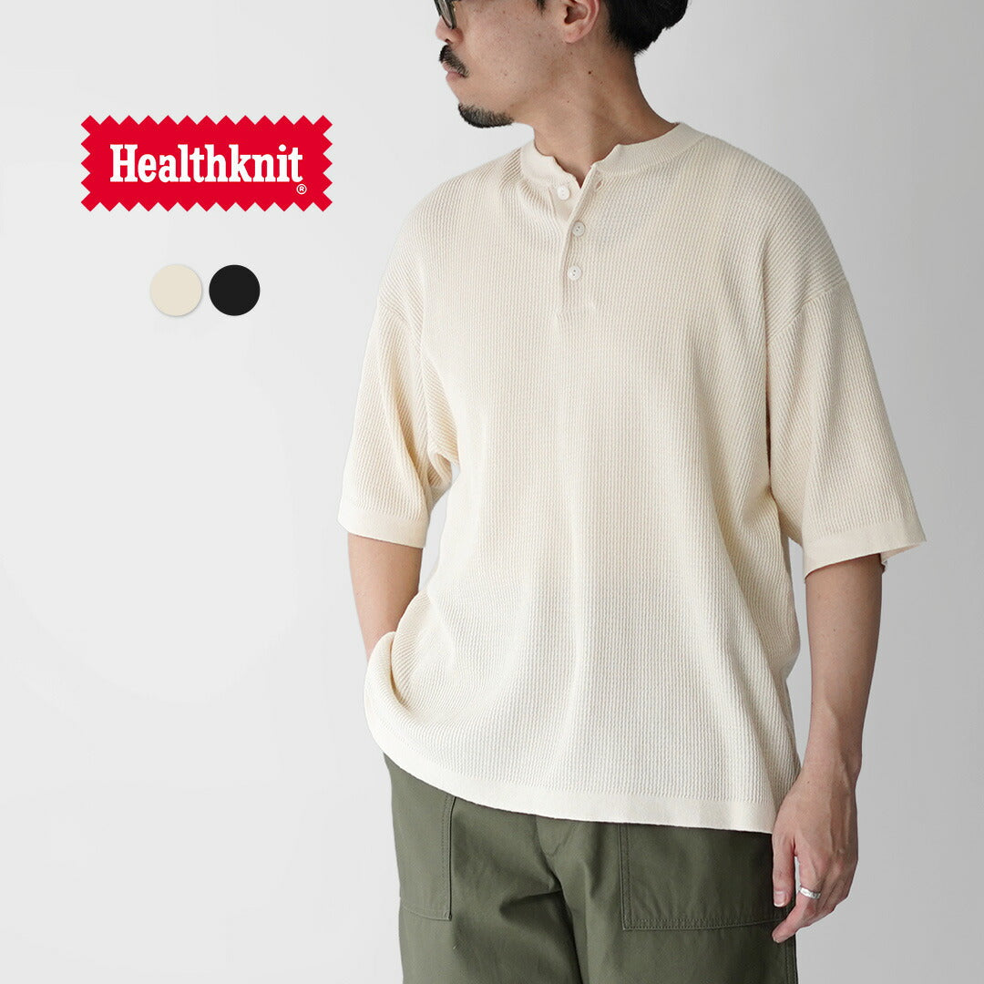 HEALTHKNIT / T-shirt en tricot à manches courtes et col Henry
