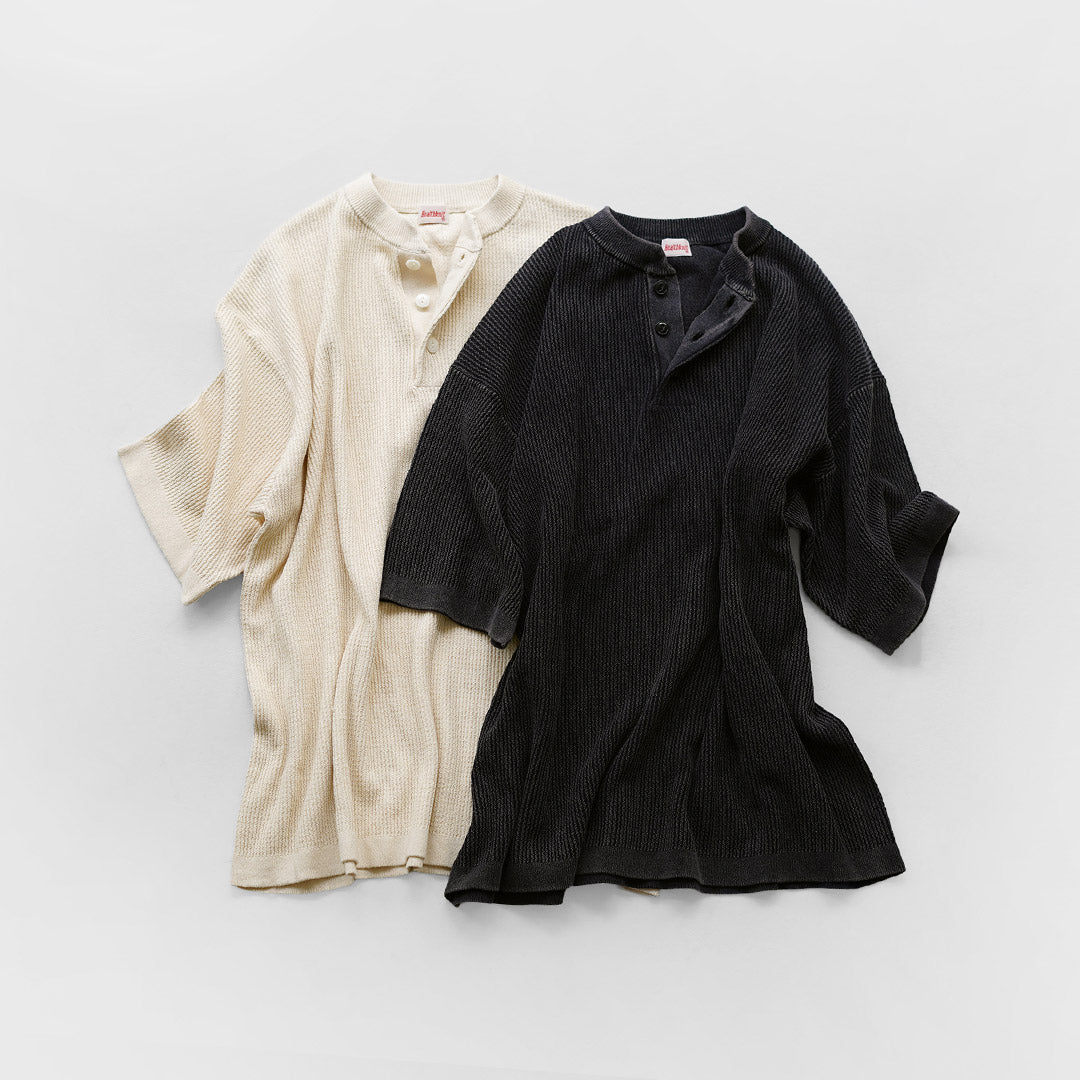 HEALTHKNIT / T-shirt en tricot à manches courtes et col Henry